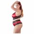 Set de sutien din dantelă și satin pentru mărimi mari Cottelli (negru-roșu)  - 2XL