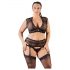 Set de lenjerie Cottelli Plus Size - cu dantelă și strasuri (negru) 