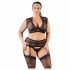 Set de lenjerie Cottelli Plus Size - cu dantelă și strasuri (negru)  - XL