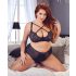 Cottelli Plus Size - sutien și chiloți cu bretele (negru) - 85E/L