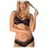 Obsessive 860-SET-1 - set sutien din dantelă cu trandafiri și bretele (negru)