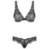 Luvae - Set sutien cu motive florale și strasuri (negru) 