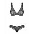 Luvae - Set sutien cu motive florale și strasuri (negru)  - L/XL