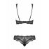 Luvae - Set sutien cu motive florale și strasuri (negru)  - L/XL