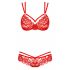 Set sutien cu dantelă și model floral Obsessive 860 (roșu) 