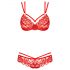 Set sutien cu dantelă și model floral Obsessive 860 (roșu)  - L/XL