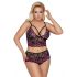 Set sutien floral Cottelli Plus Size (negru-lila) 