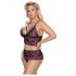 Set sutien floral Cottelli Plus Size (negru-lila) 