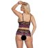 Set sutien floral Cottelli Plus Size (negru-lila) 