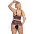 Set sutien floral Cottelli Plus Size (negru-lila) 