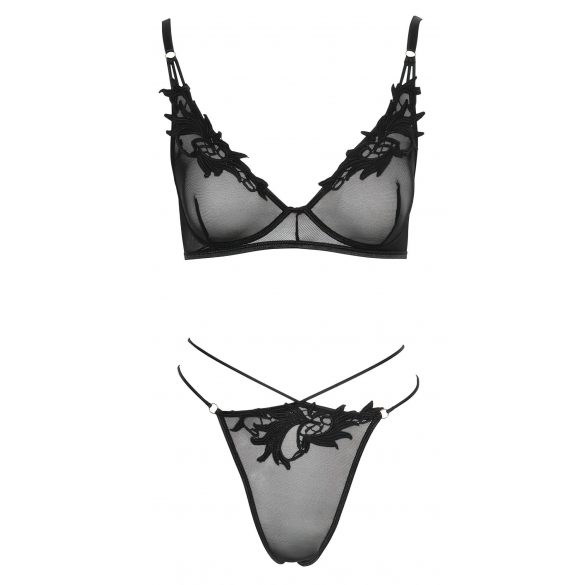 Cottelli - set sutien transparent cu dantelă (negru) 