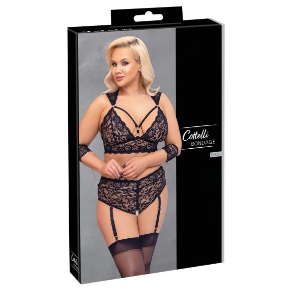 Set sutien din dantelă Cottelli Bondage Plus Size (negru) 