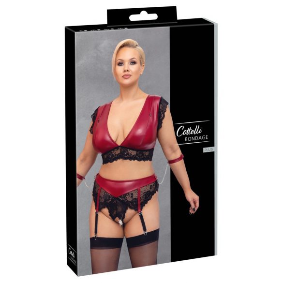 Cottelli Bondage Plus Size - set sutien dantelat (roșu-negru) 