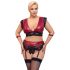 Cottelli Bondage Plus Size - set sutien dantelat (roșu-negru) 