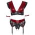 / Cottelli Bondage Plus Size - set sutien din dantelă (roșu-negru)