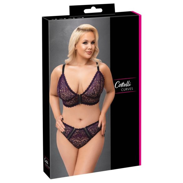 Set sutien cu model transparent Cottelli Curves Plus Size (mov)  - 2XL