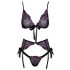 Set de sutien Kissable - brodat roz-mov (negru)  - L/XL