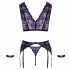 Cottelli Bondage - set lenjerie cu manșete (negru-violet) - M