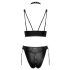 Set sutien lucios Cottelli Bondage cu cătușe pentru mâini (negru) 