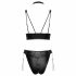 Set sutien lucios Cottelli Bondage cu cătușe pentru mâini (negru)  - M