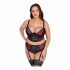 Cottelli Plus Size - set sutien cu jartieră (negru-roșu) 