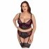 Cottelli Plus Size - set sutien cu jartieră (negru-roșu) 