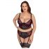 Cottelli Plus Size - set sutien cu jartieră (negru-roșu) 