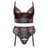 Cottelli Plus Size - set sutien cu jartieră (negru-roșu) 