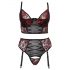 Cottelli Plus Size - set sutien cu jartieră (negru-roșu) 