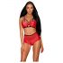 Obsessive Leatheria - set sutien efect de piele (roșu) - S/M 