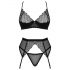 Set de sutien Obsessive Chemeris cu portjartier (negru)  - M/L