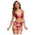 Set sutien lucios cu legături pentru mâini Cottelli Bondage (roșu) - M