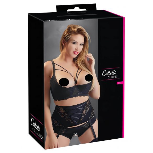 Cottelli Plus Size - sutien cu bretele și inele (negru) 