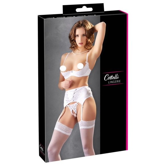 Set Cottelli cu corset și sutien din dantelă (alb) 