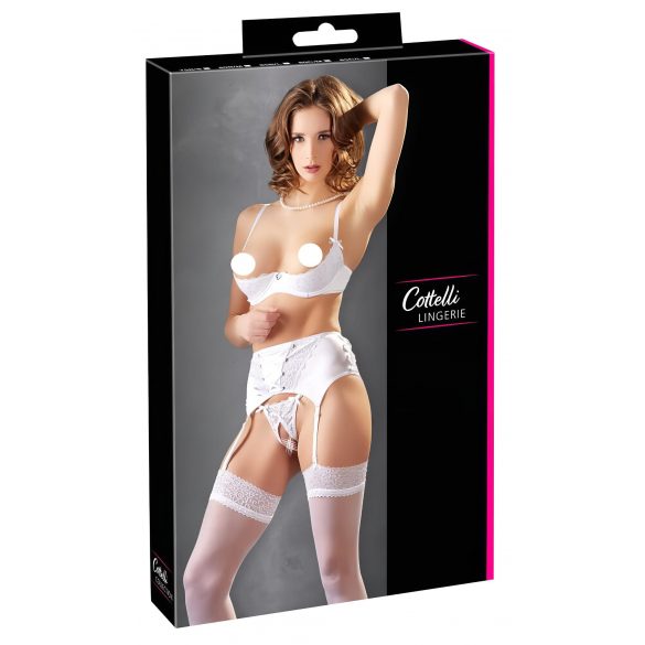 Set Cottelli cu corset și sutien din dantelă (alb)  - 85B/L