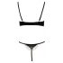 Cottelli - set sutien satinat cu lanț stras (negru)  - 85C/L