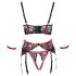 Cottelli Bondage - Set cu sutien push-up mat și dantelă (roșu) - L