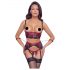 Cottelli Bondage - Set cu sutien push-up mat și dantelă (roșu) - XL