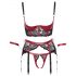 Cottelli Bondage - Set cu sutien push-up mat și dantelă (roșu) - XL