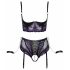 Set sutien Cottelli Bondage cu legături pentru mâini (negru-violet)