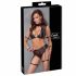 Cottelli Bondage - Set sutien cu inserții din plasă (negru)  - XL