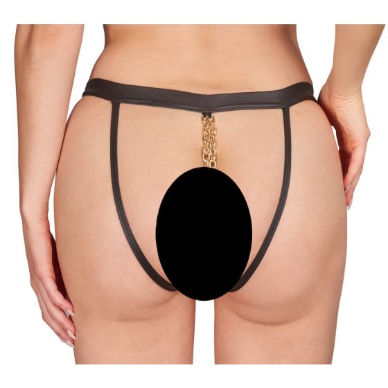 Bad Kitty - Lenjerie intima feminina cu lant și inel (neagră)