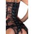 Corset cu jartiere și dantelă Noir (negru)  - XL