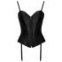 Cottelli Party - corset din satin cu jartiere (negru) 