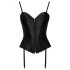 Cottelli Party - corset din satin cu jartiere (negru) 