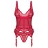 Obsessive Cupide Desir - set top dantelat transparent (roșu) - L/XL