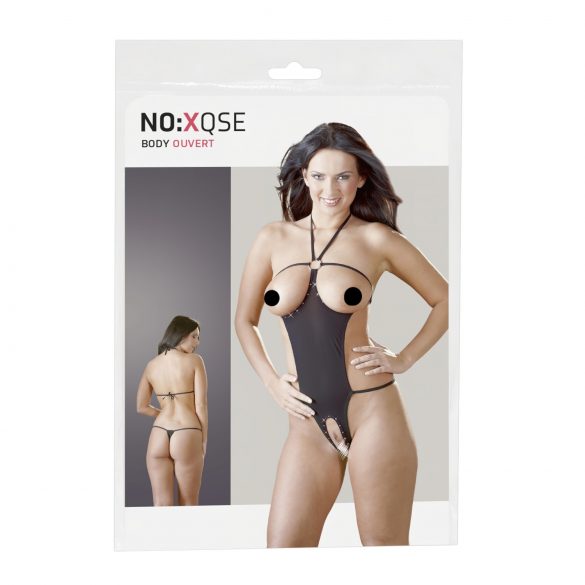 Body sexy cu strasuri, deschis - negru (S-L) 