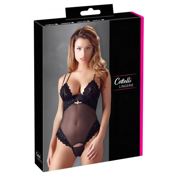 Cottelli - Body din catifea ajustabil (negru) 