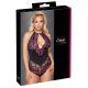 Body cu flori mărime mare Cottelli (negru-lila)  - 2XL