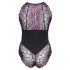 Body cu flori mărime mare Cottelli (negru-lila)  - 2XL